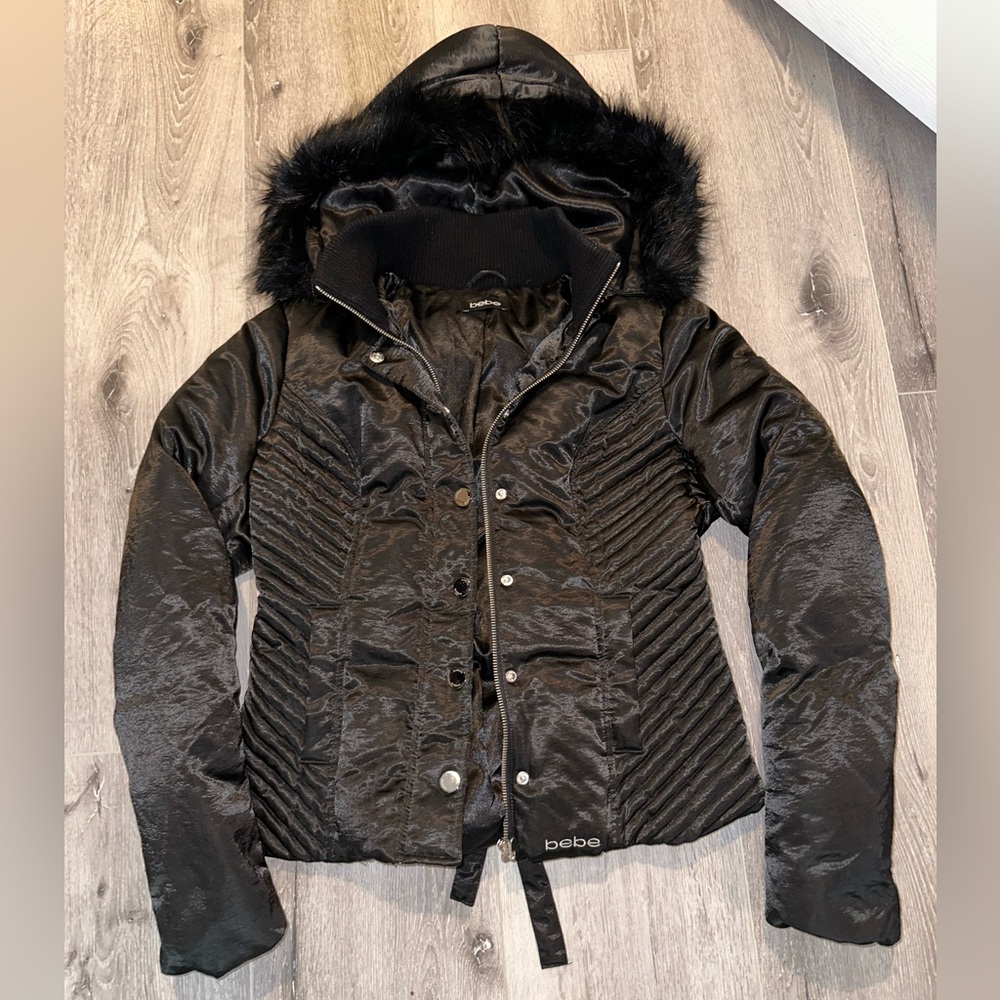 Bebe Hooded Bomber Jacket